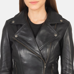Elsus Black Leather Biker Jacket