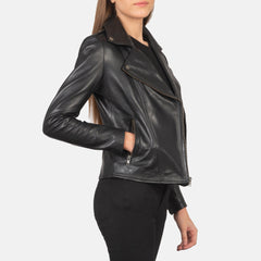 Elsus Black Leather Biker Jacket