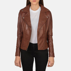 Elsus Brown Leather Biker Jacket