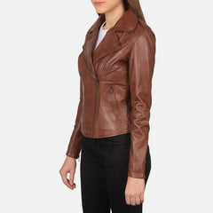 Elsus Brown Leather Biker Jacket