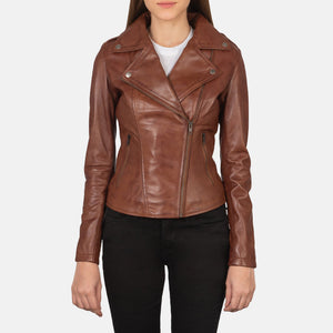 Elsus Brown Leather Biker Jacket