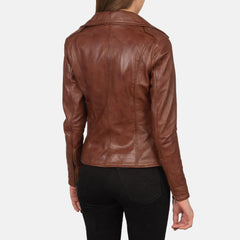 Elsus Brown Leather Biker Jacket