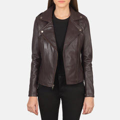 Elsus Maroon Leather Biker Jacket