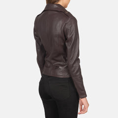 Elsus Maroon Leather Biker Jacket