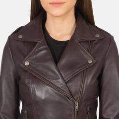 Elsus Maroon Leather Biker Jacket