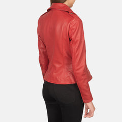 Elsus Red Leather Biker Jacket