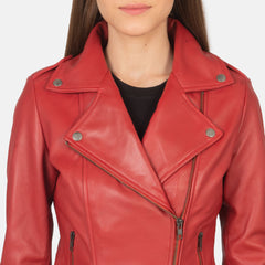 Elsus Red Leather Biker Jacket