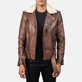 Rikon Brown Leather Biker Jacket