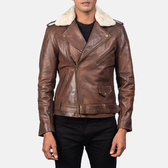 Rikon Brown Leather Biker Jacket
