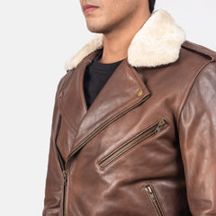 Rikon Brown Leather Biker Jacket