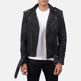 Rikon Black Leather Biker Jacket