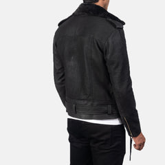 Rikon Black Leather Biker Jacket