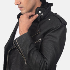 Rikon Black Leather Biker Jacket