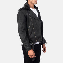 Rikon Black Leather Biker Jacket