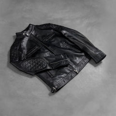 Natis Black Leather Biker Jacket