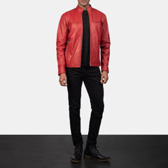 Jopix Red Leather Biker Jacket