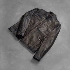 Jopix Distressed Brown Leather Biker Jacket