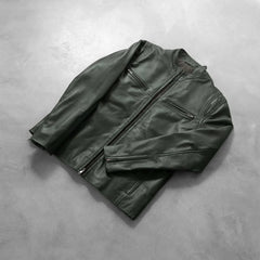 Jopix Green Leather Biker Jacket