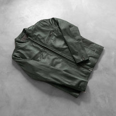 Jopix Green Leather Biker Jacket