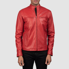 Jopix Red Leather Biker Jacket