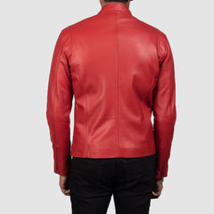 Jopix Red Leather Biker Jacket