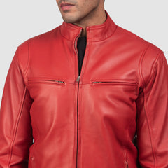 Jopix Red Leather Biker Jacket