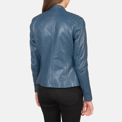 Ripel Blue Leather Biker Jacket