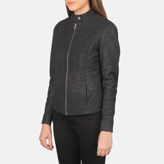 Ripel Black Leather Biker Jacket