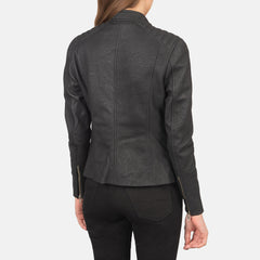 Ripel Black Leather Biker Jacket