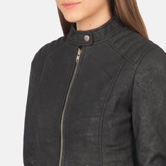 Ripel Black Leather Biker Jacket