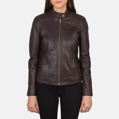 Ripel Maroon Leather Biker Jacket