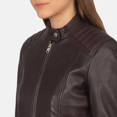 Ripel Maroon Leather Biker Jacket