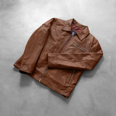 Kegan Brown Leather Biker Jacket