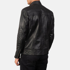 Nogos Black Leather Biker Jacket