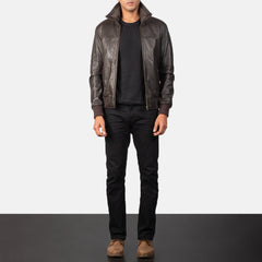 Rokin Brown Leather Bomber Jacket