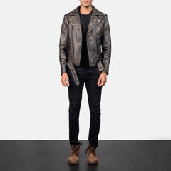 Qumas Brown Leather Biker Jacket