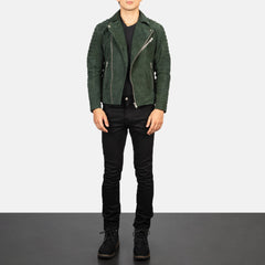 Konis Green Suede Biker Jacket