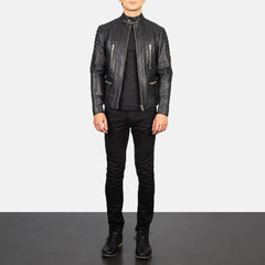 Ninan Black Leather Biker Jacket