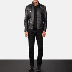 Simion Black Leather Biker Jacket