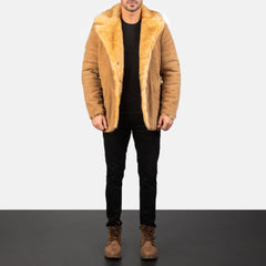 Risel Beige Leather Coat Jacket