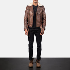Rikon Brown Leather Biker Jacket