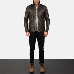 Ririon Brown Leather Biker Jacket