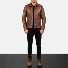 Kegan Brown Leather Biker Jacket