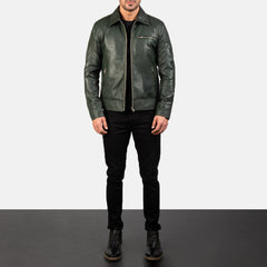 Wytos Green Leather Biker Jacket