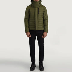 Tirus Green Leather Hooded Jacket