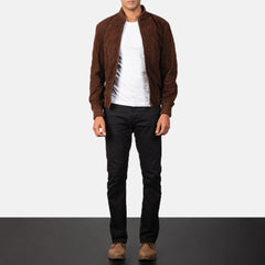 Vegel Mocha Suede Bomber Jacket