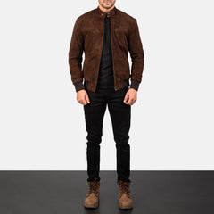 Leris Mocha Suede Bomber Jacket