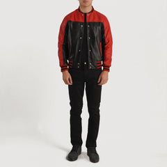 Damet Black Red Leather Varsity Jacket