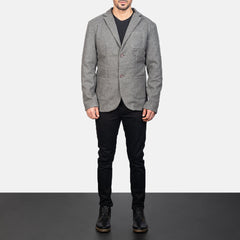 Suros Grey Leather Blazer Jacket