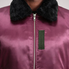 Kosar Maroon Leather Bomber Jacket